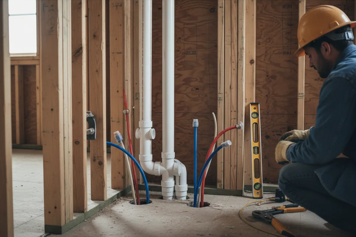 Drain and supply rough-in during Drain Cleaning in Longmont