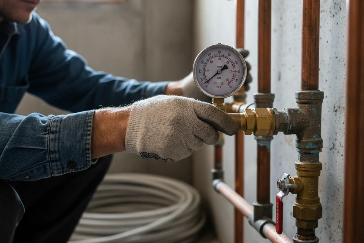 Pressure testing a repaired line during Water Line Repair in Longmont